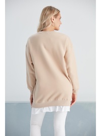 IŞŞIL 6465 Üç İplik Penye Yünlü Hamile Giyim SweatShirt Bej