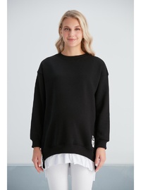 Işıl 6465 Üç İplik Penye Yünlü Hamile Giyim Sweatshirt Siyah