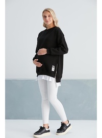 Işıl 6465 Üç İplik Penye Yünlü Hamile Giyim Sweatshirt Siyah