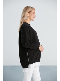 Işıl 6465 Üç İplik Penye Yünlü Hamile Giyim Sweatshirt Siyah