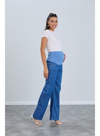 IŞŞIL 8798 Hamile Lycra Bol Paça Kot Pantolon Açık Mavi