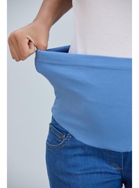 IŞŞIL 8798 Hamile Lycra Bol Paça Kot Pantolon Açık Mavi