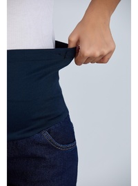 IŞŞIL 8798 Hamile Lycra Bol Paça Kot Pantolon Koyu Mavi