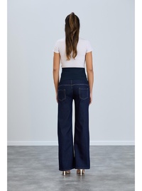 IŞŞIL 8798 Hamile Lycra Bol Paça Kot Pantolon Koyu Mavi