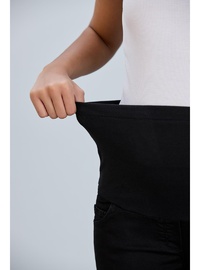 IŞŞIL 8798 Hamile Lycra Bol Paça Kot Pantolon Siyah