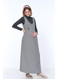 Işıl 9138 Kazayağı Çift Düğme Maxi Jile Hamile Elbise Siyah