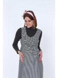 IŞŞIL 9743 Kazayağı Desen Fiyonklu Mini Hamile Jile Elbise Siyah