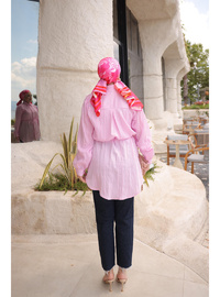Pembe Bel İp Bağlamalı Tunik Gömlek