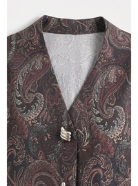 Şal Desen Düğmeli Kimono Y0127 A. Kahve
