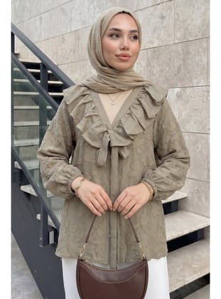 Fırfır Yakalı Kimono Y0110 - HAKİ