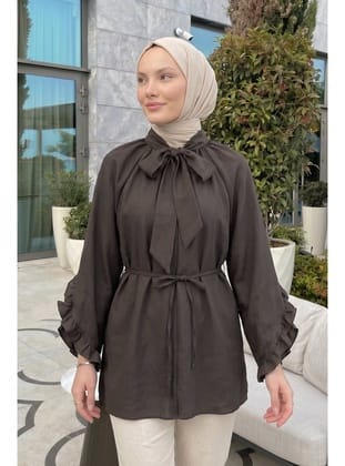 Yaka Bağlamalı Tunik Y0059 - ACI KAHVE