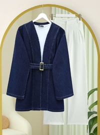 Beli Kemerli Kot Kimono Laci
