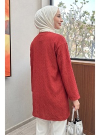 Desenli Uzun Kimono 2374 KIRMIZI