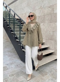 Fırfır Yakalı Kimono Y0110 Haki