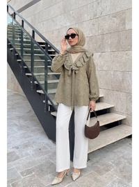 Fırfır Yakalı Kimono Y0110 Haki