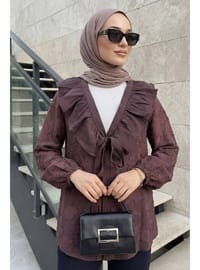 Fırfır Yakalı Kimono Y0110 Mürdüm