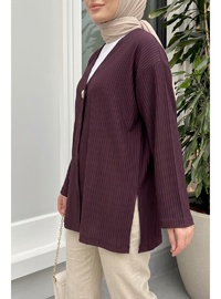 Tek Düğmeli Kimono Y0130 Mürdüm