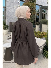 Yaka Bağlamalı Tunik Y0059 Açık Kahve