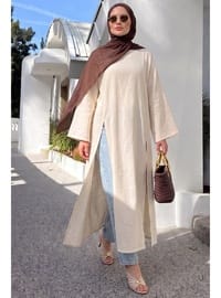 Yırtmaçlı Uzun Tunik Y0162 EKRU