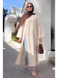 Yırtmaçlı Uzun Tunik Y0162 EKRU