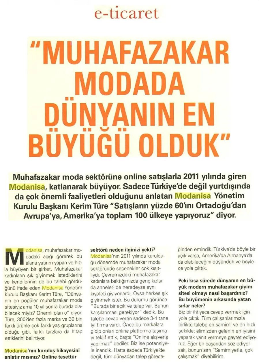 Muhafazakar Modada Dünyanın En Büyüğü Olduk-Kerim Türe